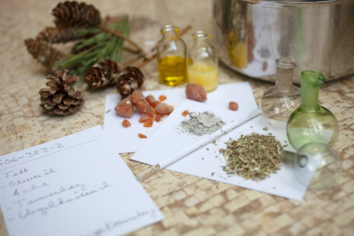 Making Roman ointments and tooth powder